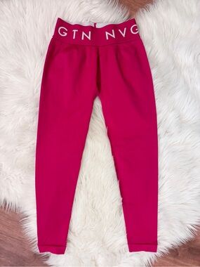 NVGTN Cosmo Hot Pink Seamless Leggings Sz Large Like New Activewear Yoga Gym